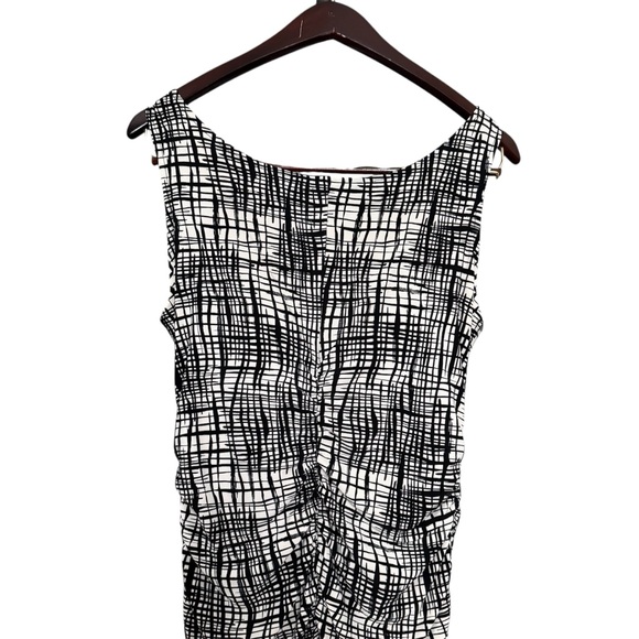 Norma Kamali Sleeveless Stretch Jersey Ruched Mini Dress Broken Mesh Size Large - Picture 7 of 12